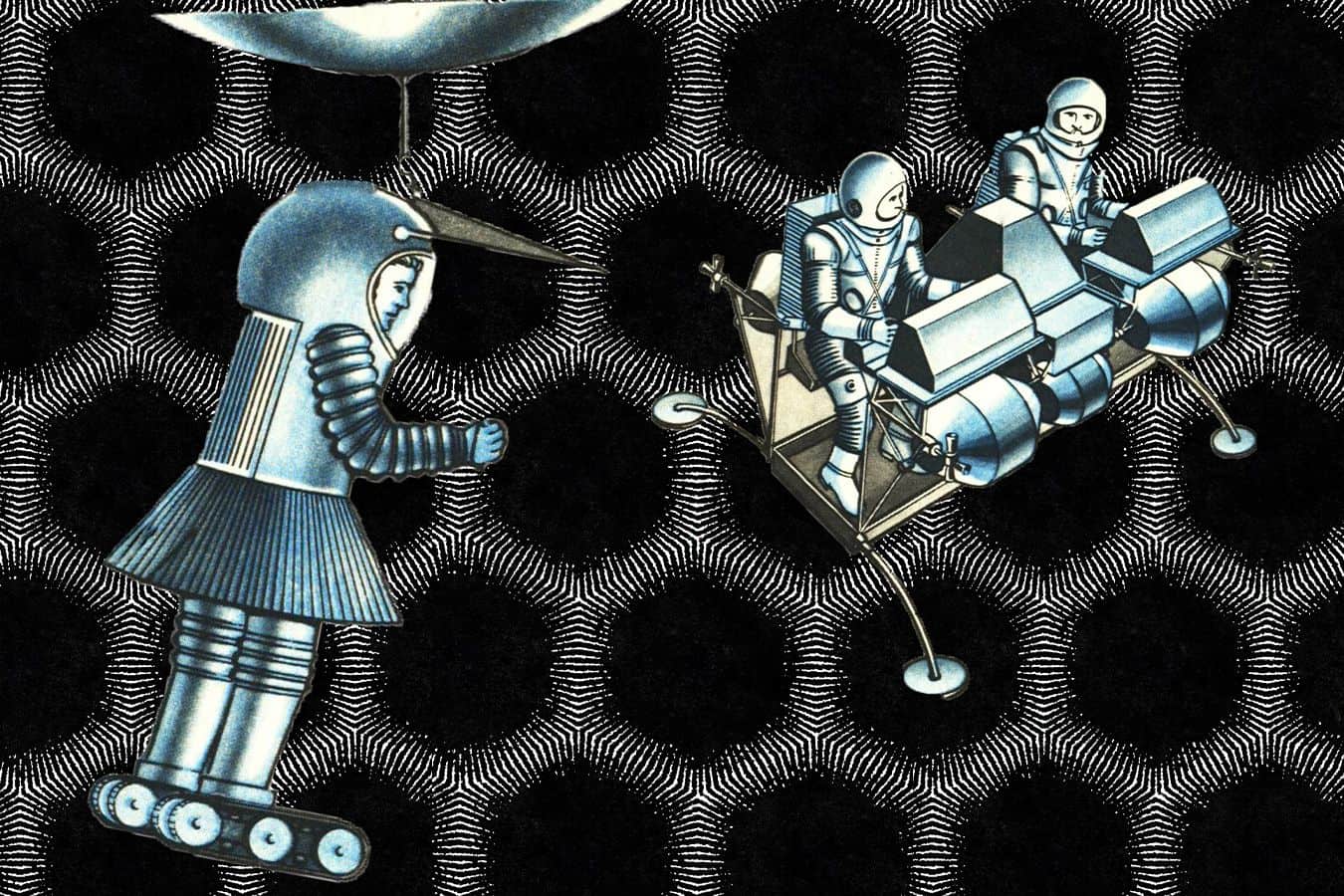 Astronauts in hexagonal space.