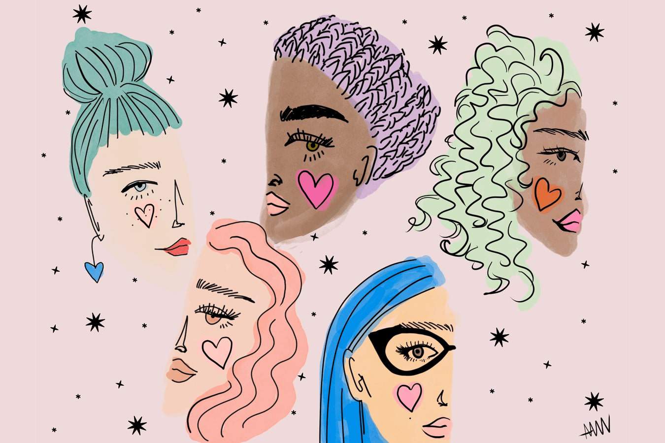 Here together, face drawings.