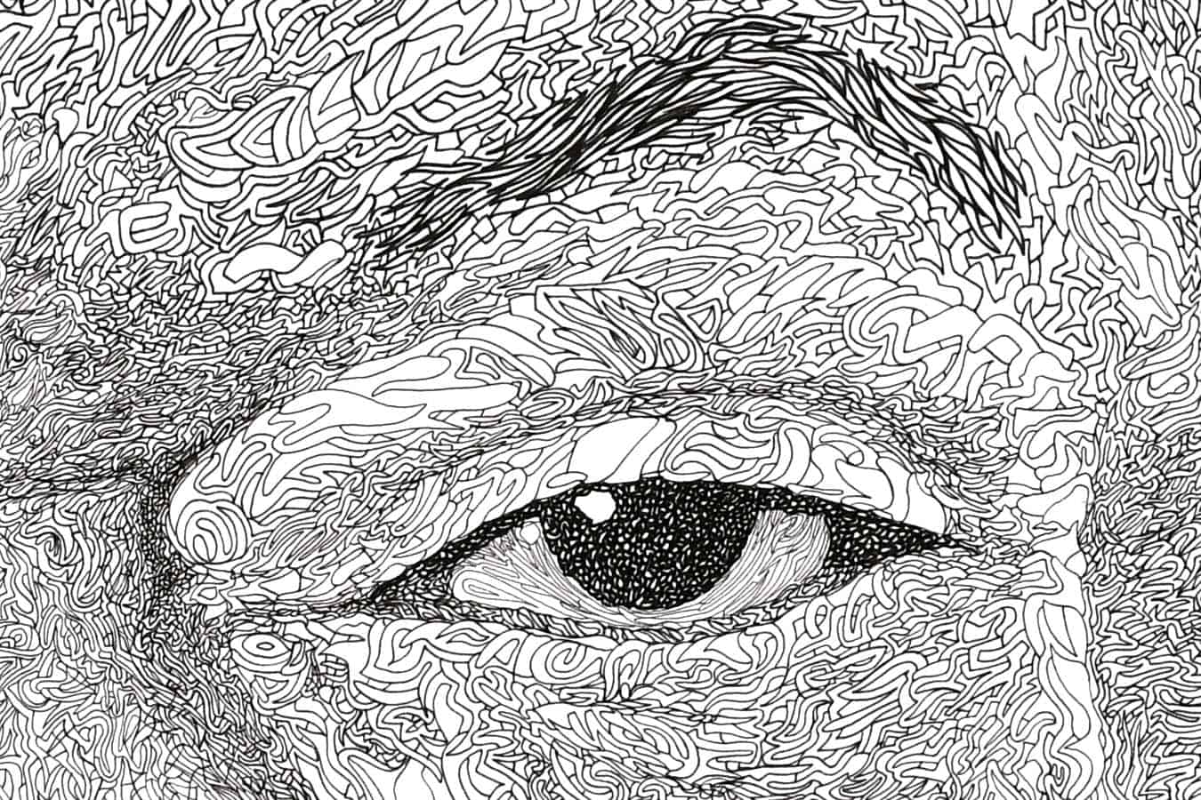 Color by section illustration of an eye.