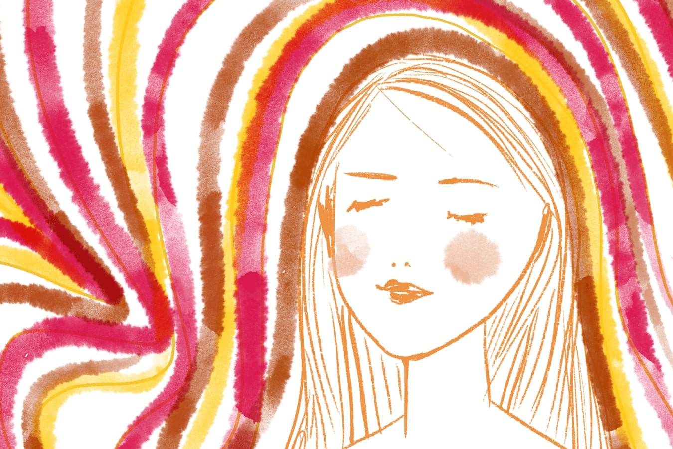 Woman with closed eyes illustration.