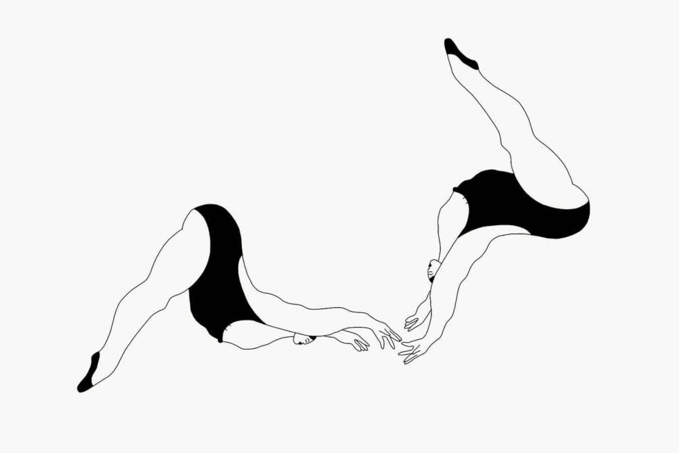 Dancers bent position.