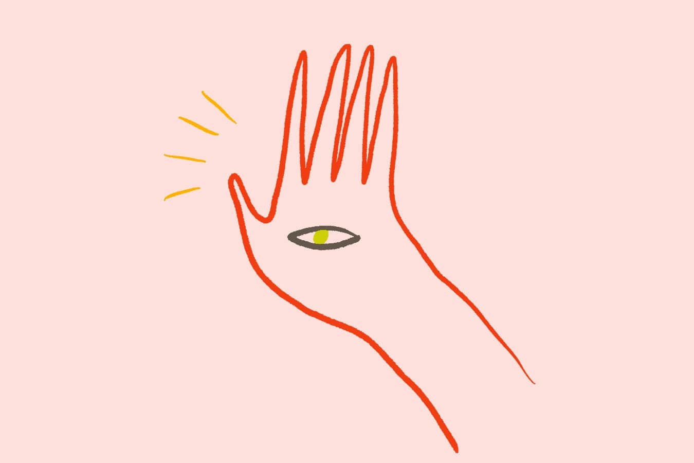 Eye on hand illustration.