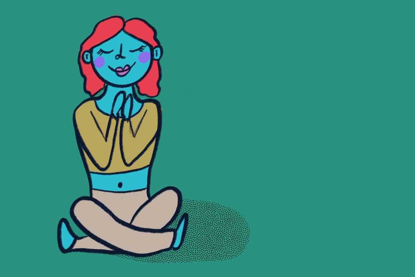 Woman sitting calmly.