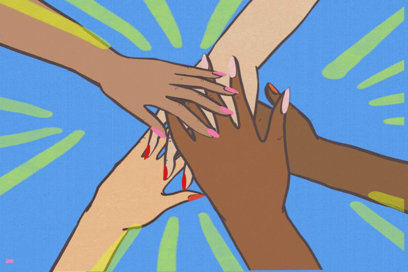 Hands in the middle.