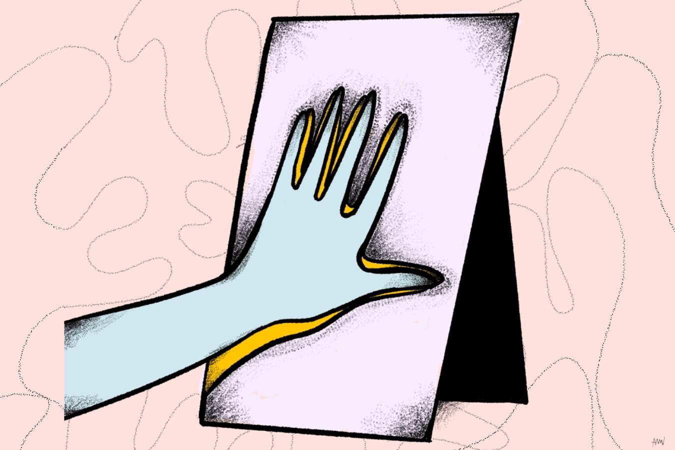 Hand on Mirror.