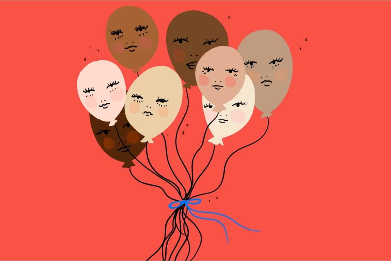 Human faces on balloons.