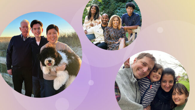 Working Mothers of the Year, multiple family portraits.