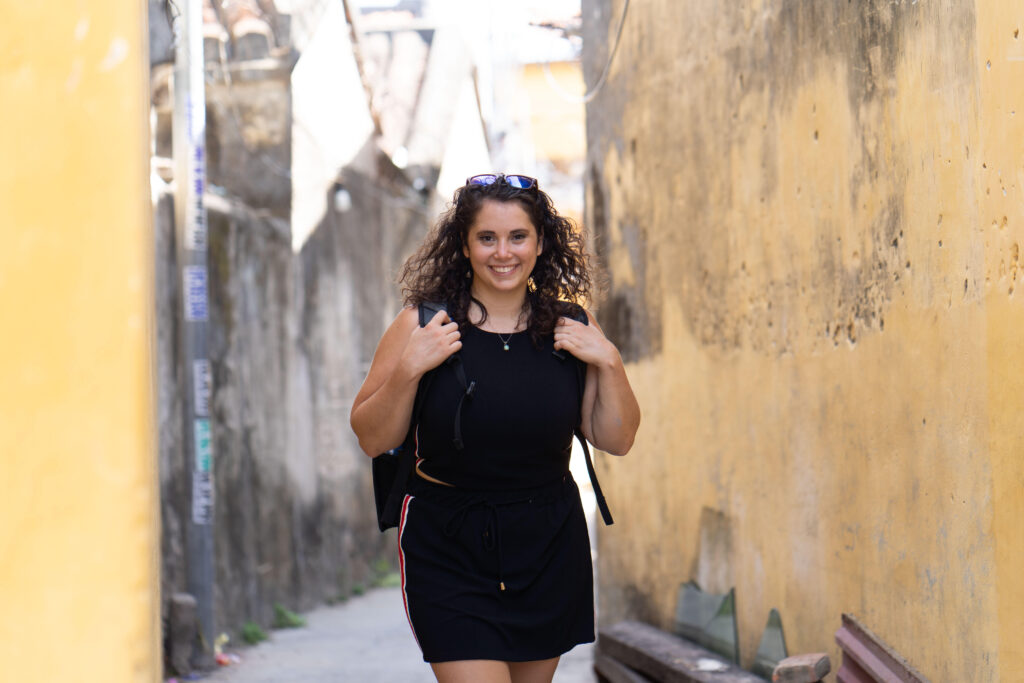 Freelance marketing strategist and digital nomad Tasha Pardos outside, on one of her many adventures around the world