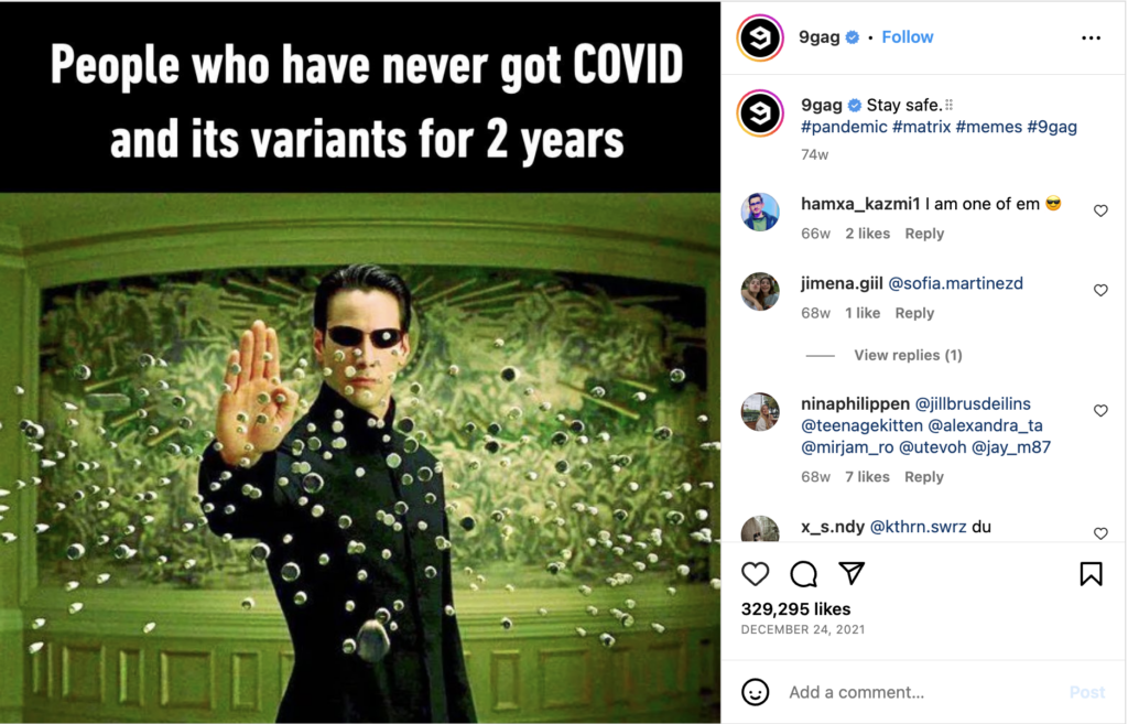 Matrix meme about the Covid pandemic that represents Gen Z humor and how to market to Gen Z